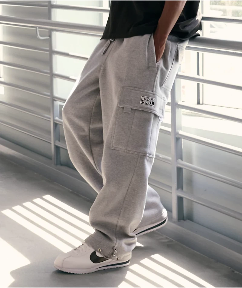 Pro Club Grey Cargo Sweatpants