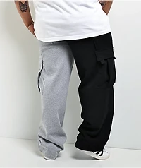 Pro Club Half And Half Black & Grey Heavyweight Cargo Sweatpants