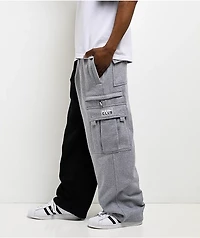 Pro Club Half And Half Black & Grey Heavyweight Cargo Sweatpants
