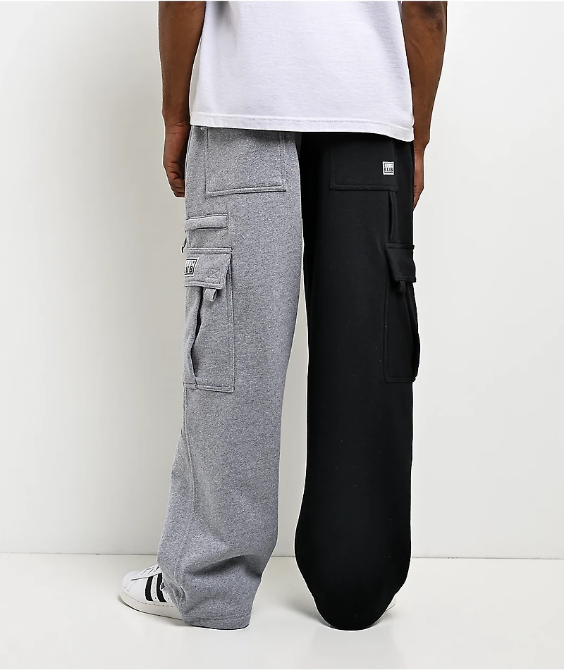 Pro Club Half And Half Black & Grey Heavyweight Cargo Sweatpants