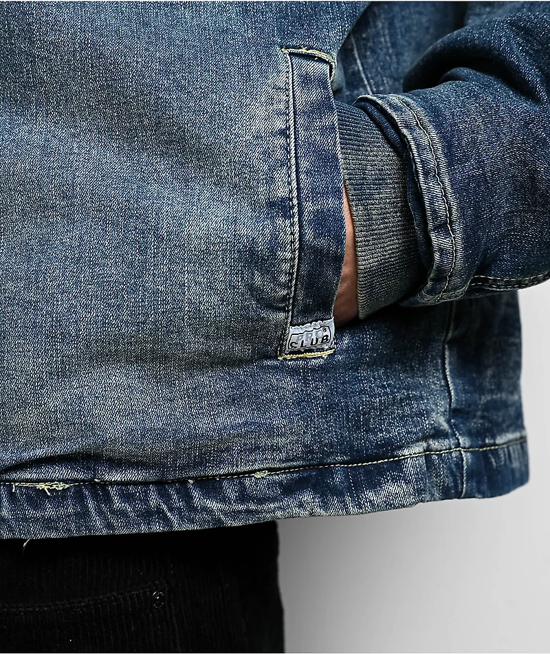 Pro Club Heavyweight Dark Stonewash Blue Denim Zip Jacket