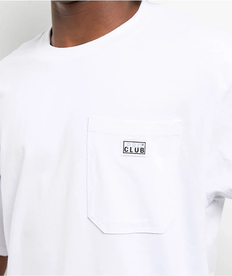 Pro Club Heavyweight Pocket White T-Shirt