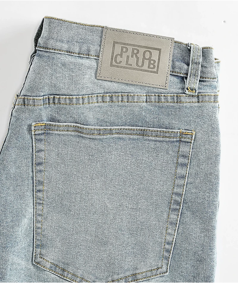 Pro Club Heavyweight Relaxed Fit Light Stonewash Denim Shorts