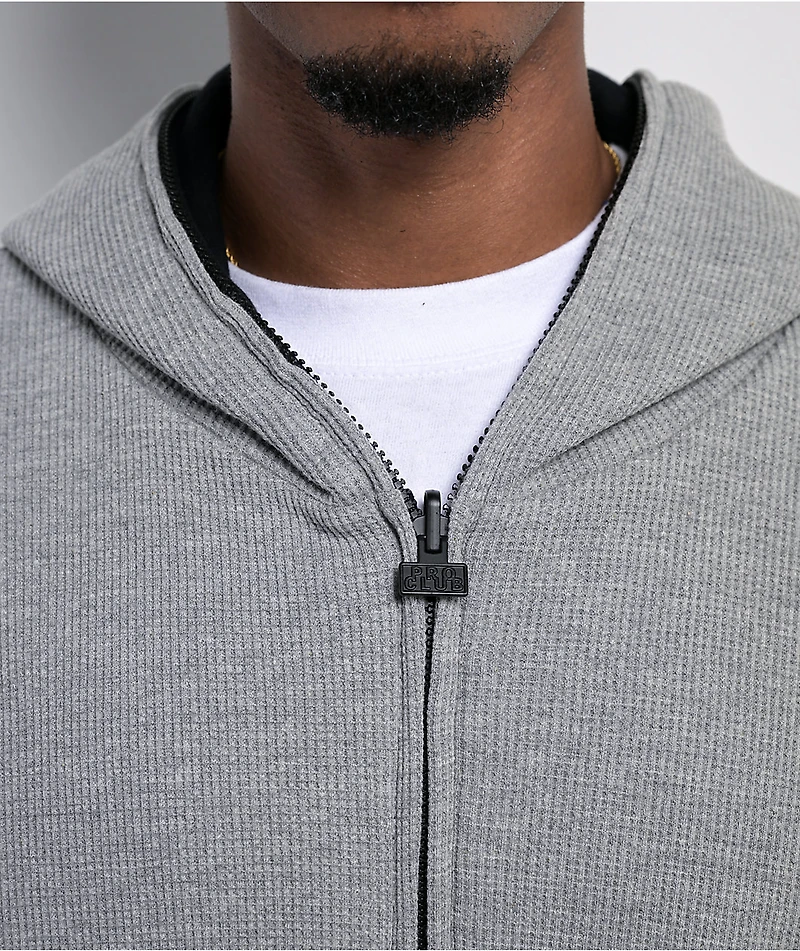 Pro Club Heavyweight Reversible Thermal Grey & Black Zip Hoodie