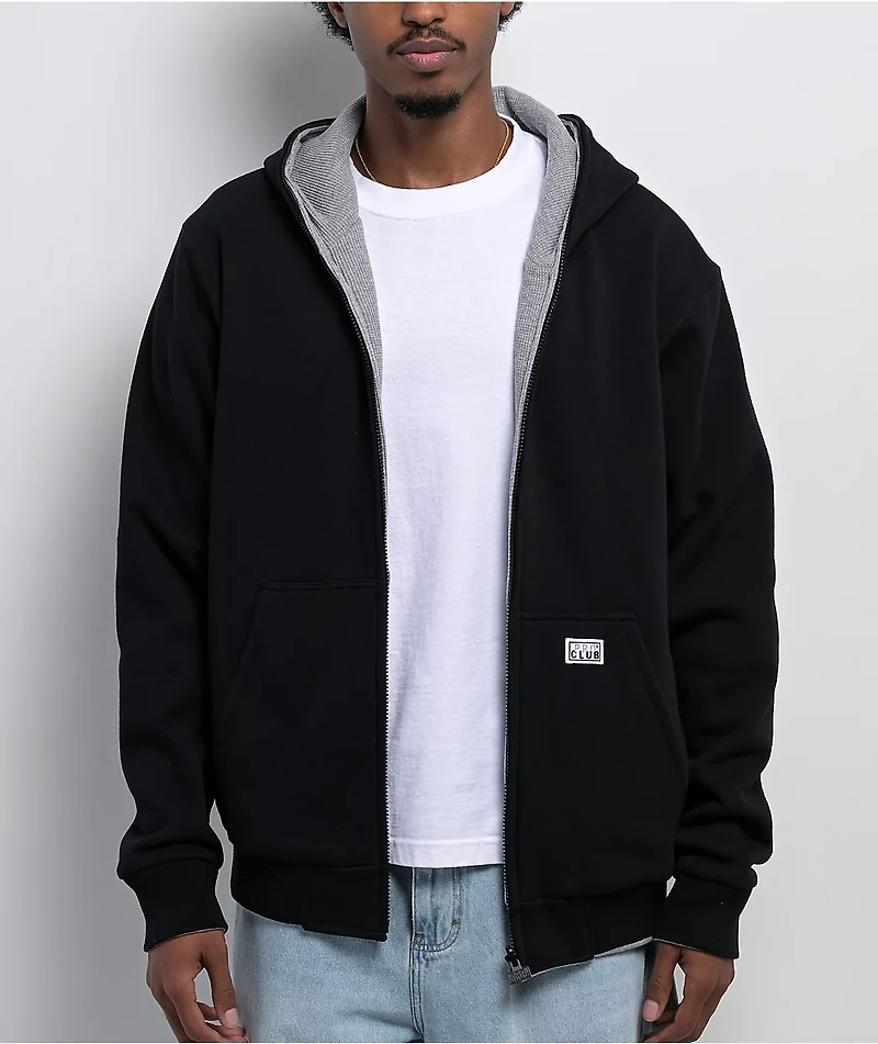 Pro Club Heavyweight Reversible Thermal Grey & Black Zip Hoodie