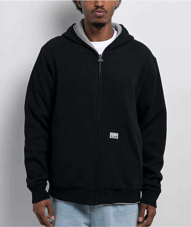 Pro Club Heavyweight Reversible Thermal Grey & Black Zip Hoodie