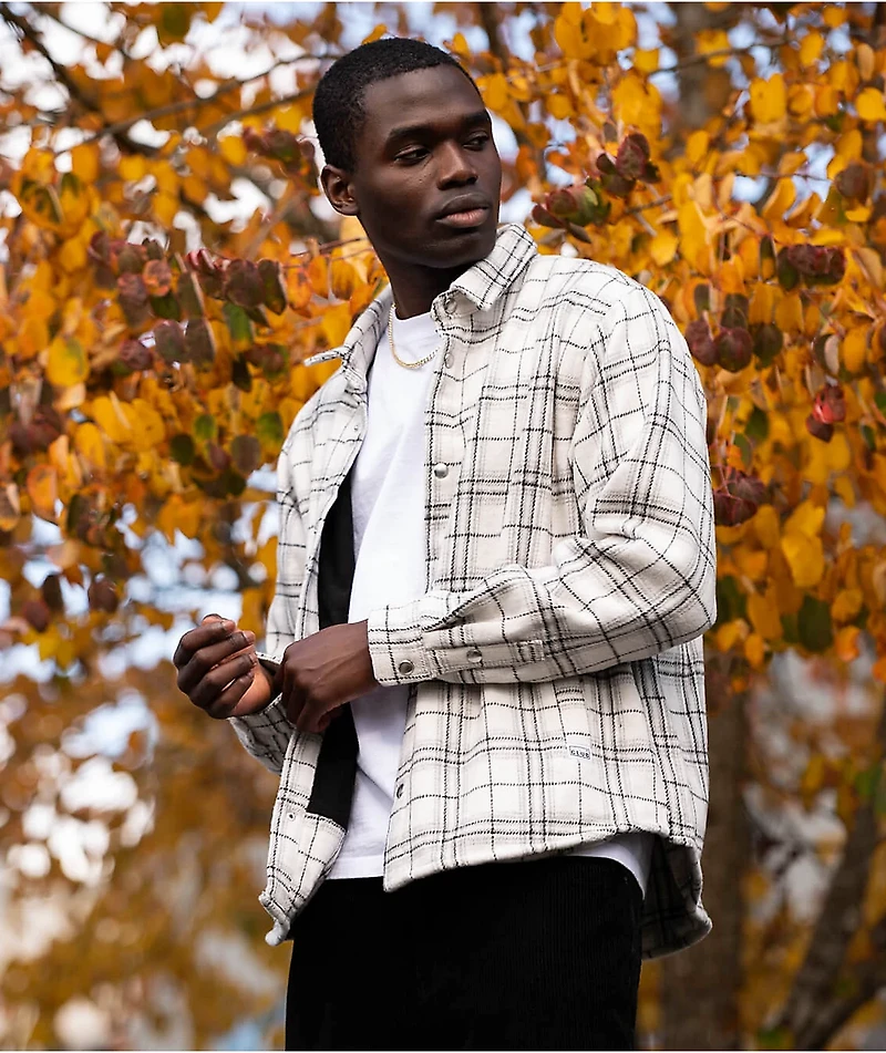 Pro Club Heavyweight White Plaid Flannel Jacket