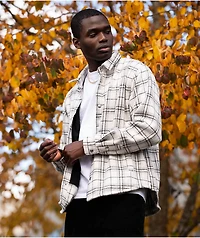 Pro Club Heavyweight White Plaid Flannel Jacket