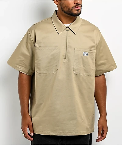 Pro Club Khaki Quarter Zip Work Shirt