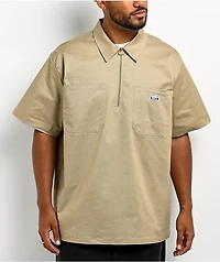 Pro Club Khaki Quarter Zip Work Shirt