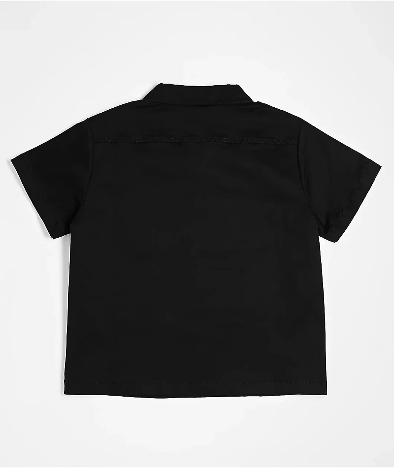 Pro Club Kids Black Woven Quarter Zip Work Shirt