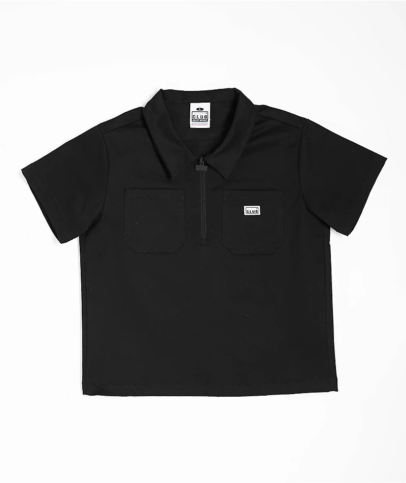 Pro Club Kids Black Woven Quarter Zip Work Shirt