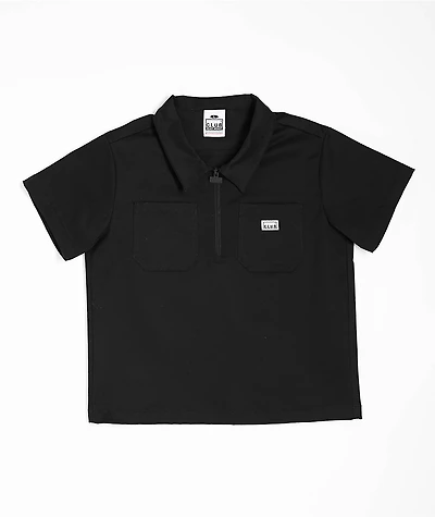 Pro Club Kids Black Woven Quarter Zip Work Shirt