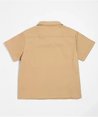 Pro Club Kids Khaki Woven Quarter Zip Work Shirt