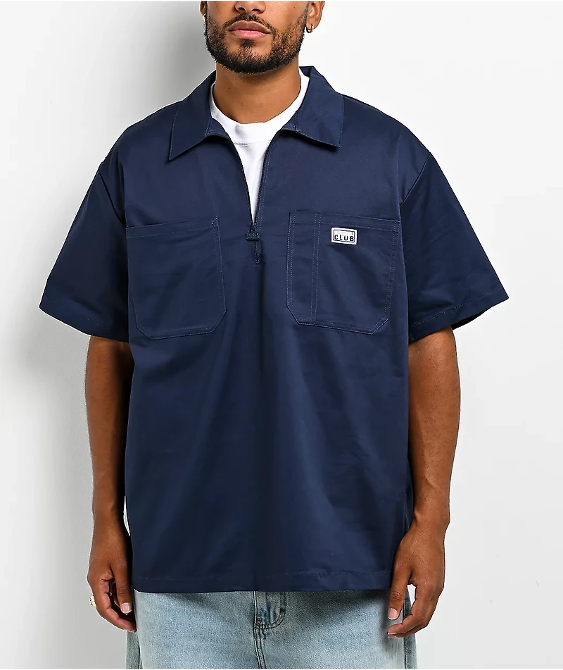 Pro Club Navy Quarter Zip Work Shirt