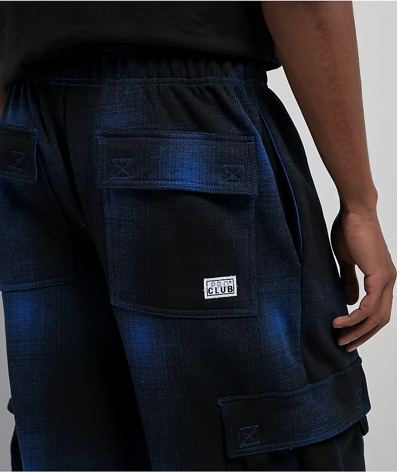 Pro Club Ombre Heavyweight Blue & Black Cargo Sweatpants