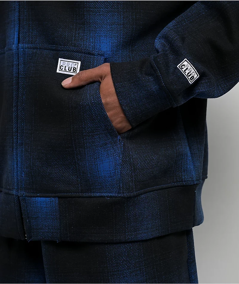 Pro Club Ombre Heavyweight Blue & Black Zip Hoodie