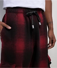 Pro Club Ombre Heavyweight Red & Black Cargo Sweatpants