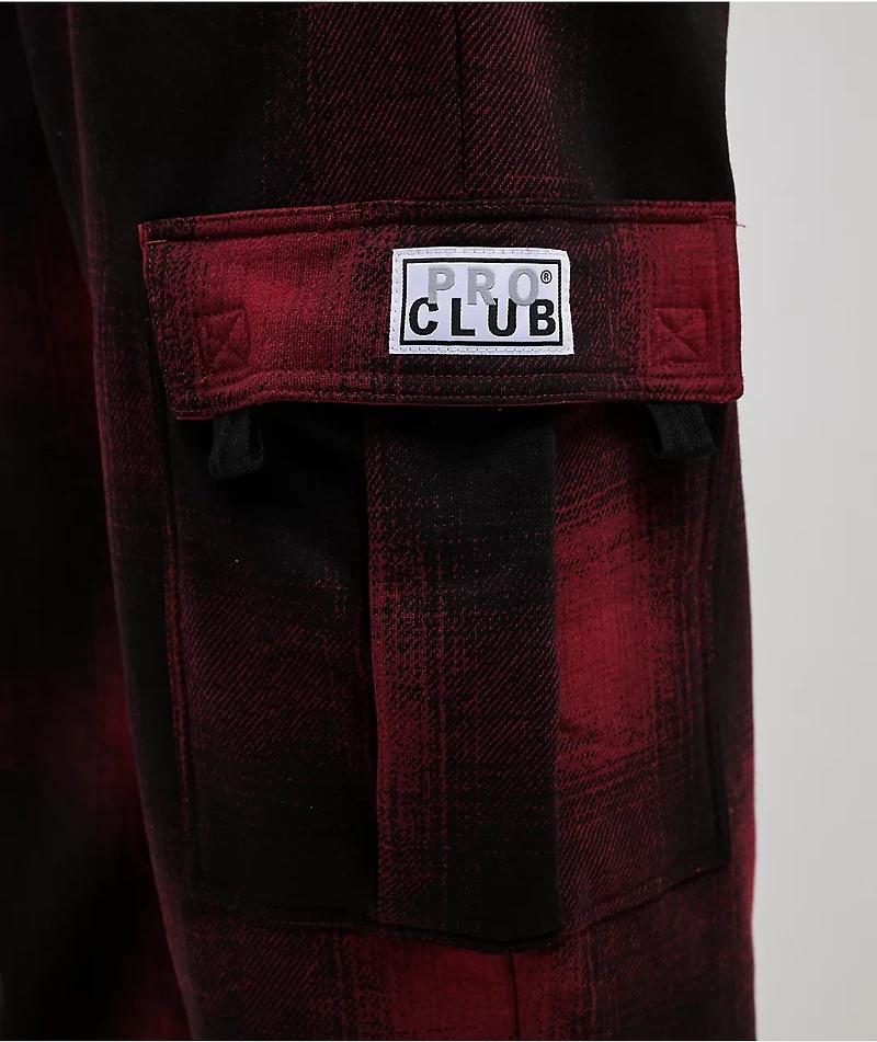 Pro Club Ombre Heavyweight Red & Black Cargo Sweatpants