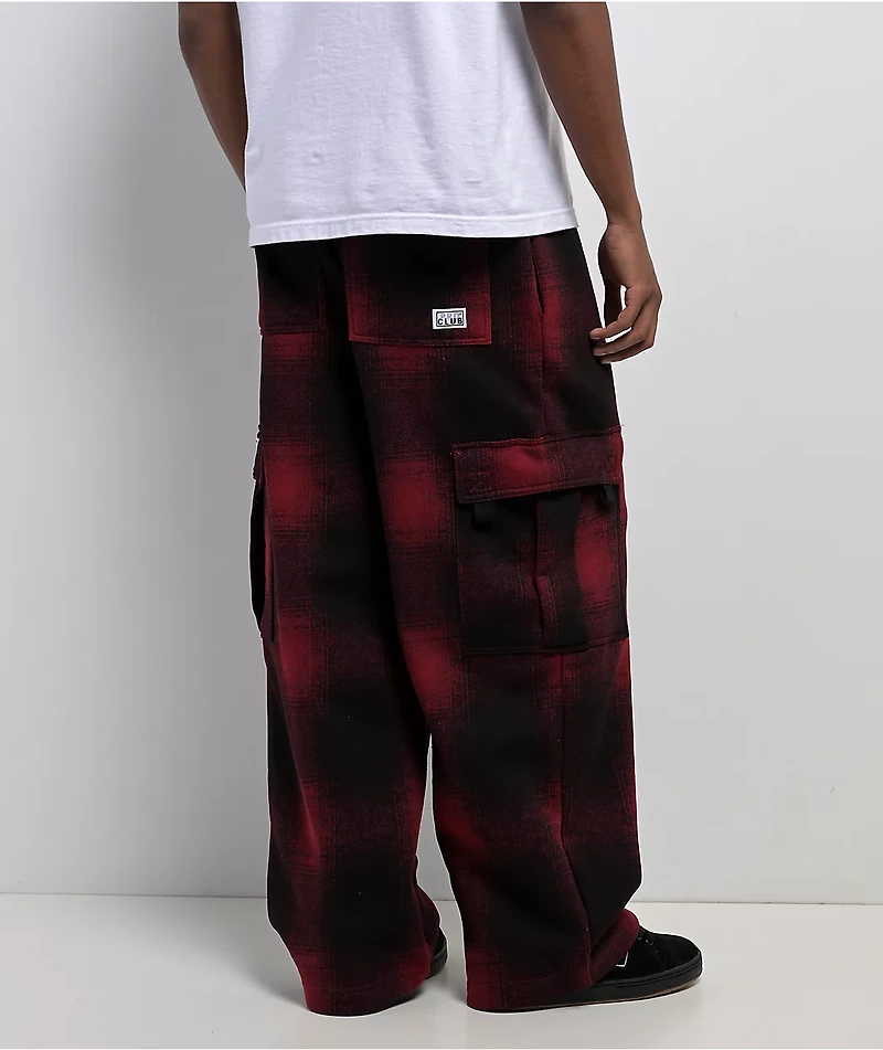 Pro Club Ombre Heavyweight Red & Black Cargo Sweatpants