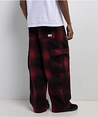 Pro Club Ombre Heavyweight Red & Black Cargo Sweatpants