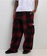 Pro Club Ombre Heavyweight Red & Black Cargo Sweatpants