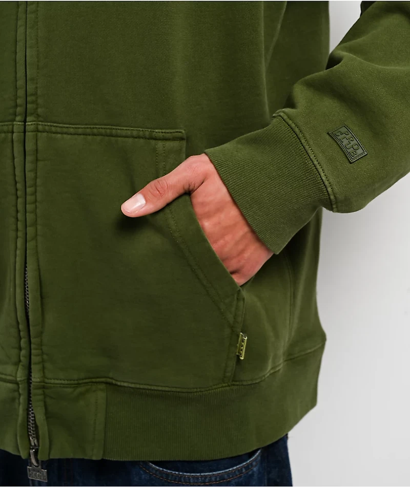 Pro Club Vintage Green Zip Hoodie