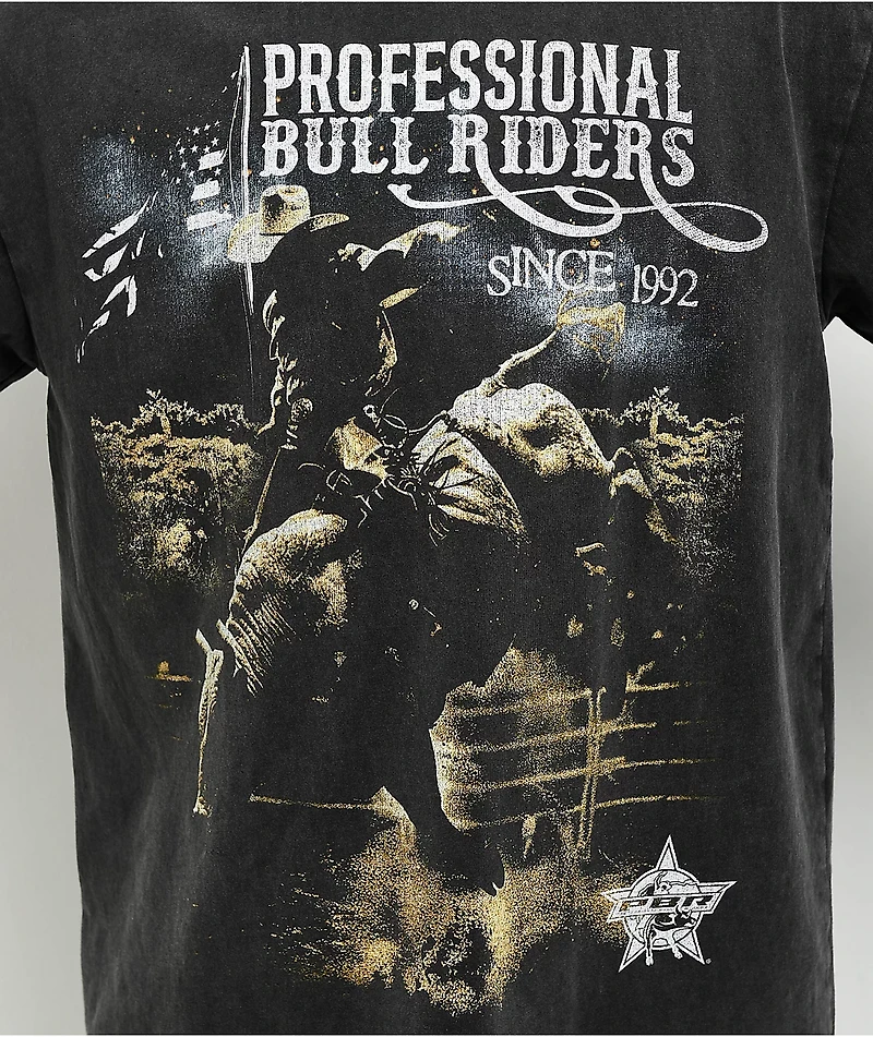 Professional Bull Riders Bull Professor Black Wash T-Shirt