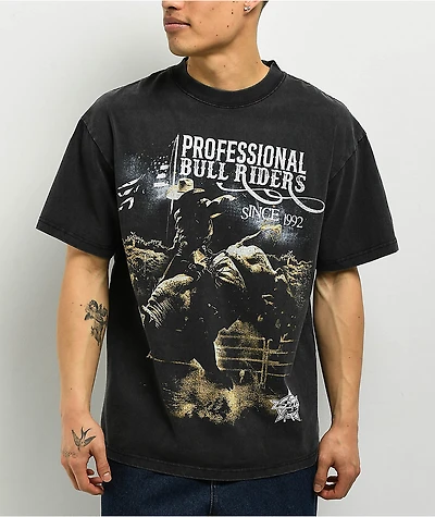 Professional Bull Riders Bull Professor Black Wash T-Shirt