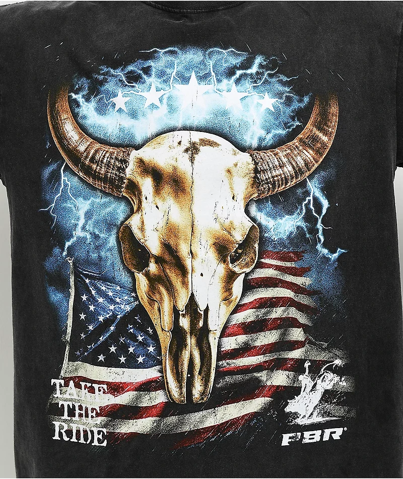Professional Bull Riders Electric Horns Black Wash T-Shirt