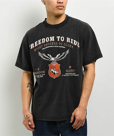 Professional Bull Riders Freedom To Ride Black Wash T-Shirt