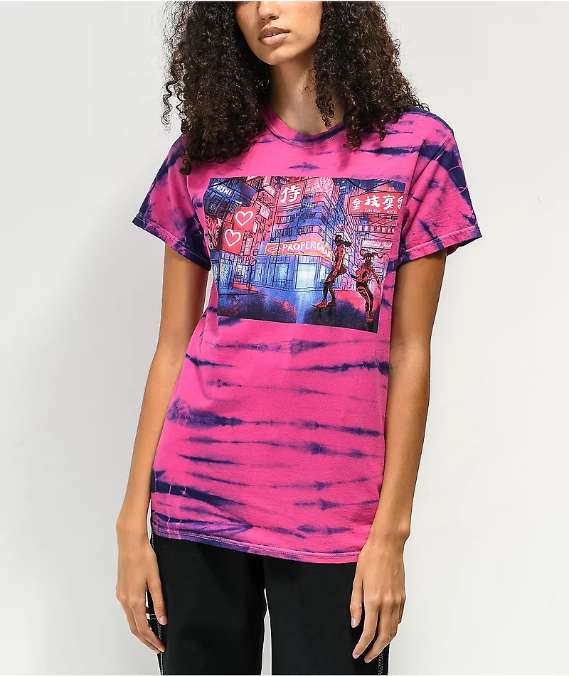 Proper Gnar Cyberpunk Pink & Blue Tie Dye T-Shirt