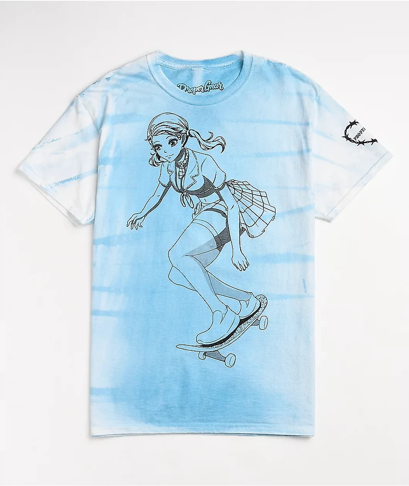 Proper Gnar School Skate Blue Tie Dye T-Shirt