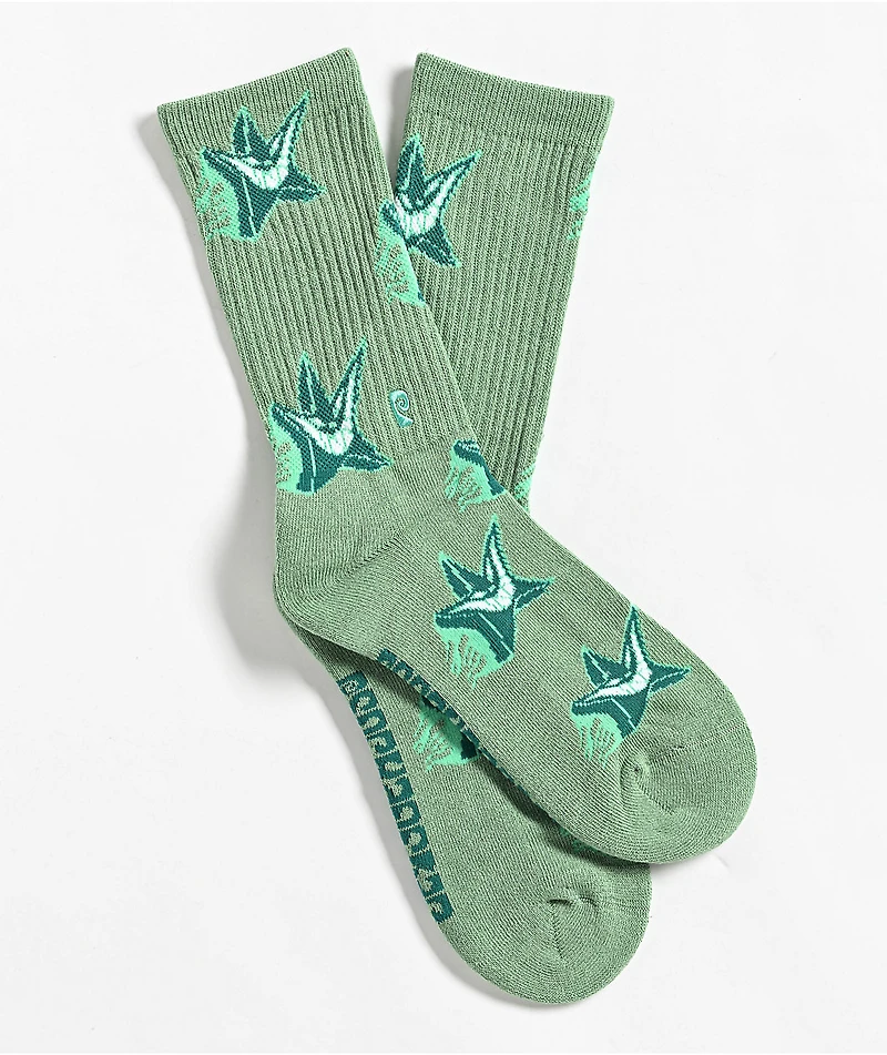 Psockadelic Evil Star Green Crew Socks