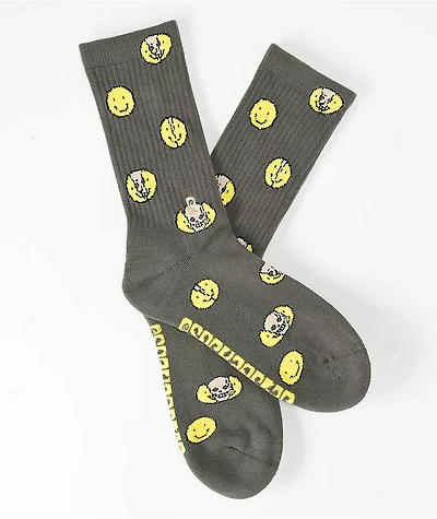 Psockadelic Happy 2 Death Grey Crew Socks