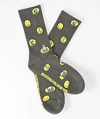 Psockadelic Happy 2 Death Grey Crew Socks