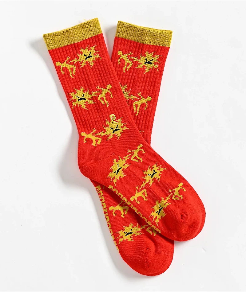 Psockadelic High Voltage Red Crew Socks