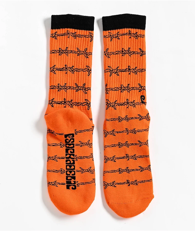 Psockadelic Keep Out Orange Crew Socks