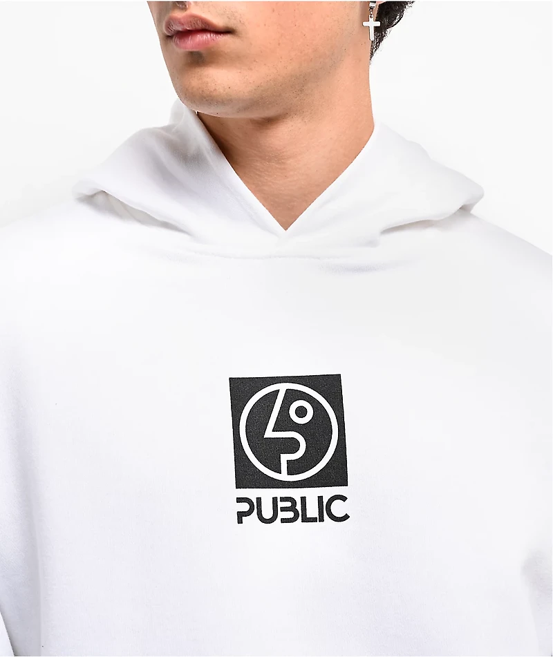 Public Box Logo White Hoodie