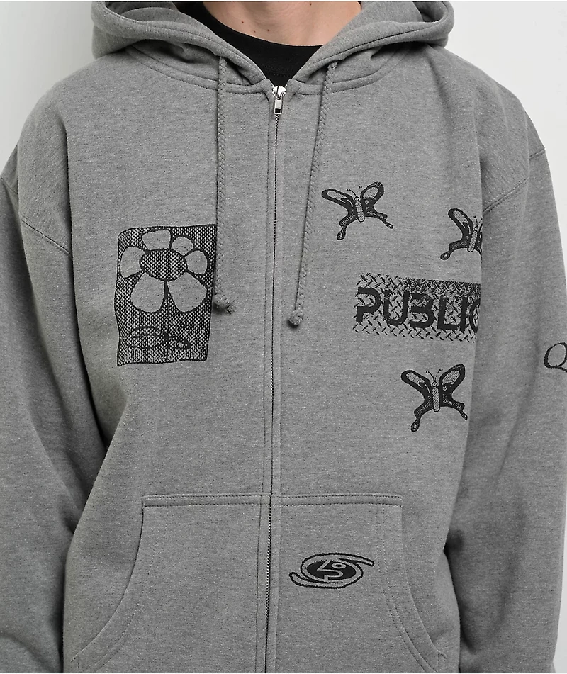 Public Sum Grey Zip Hoodie