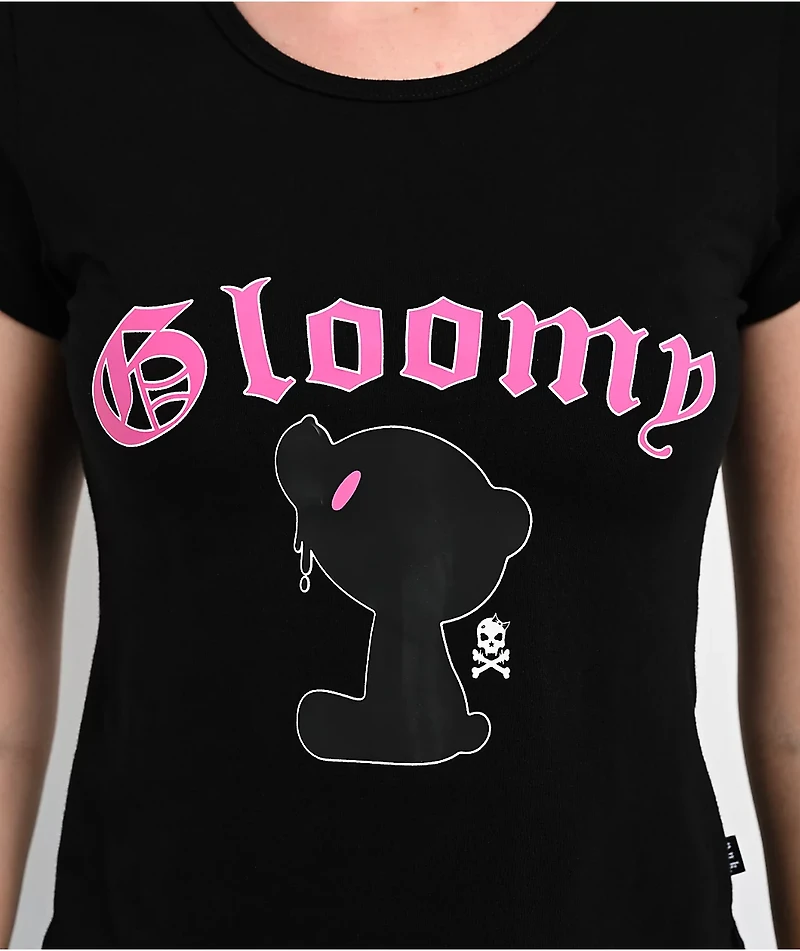 Punx N Kisses x Gloomy Bear Doomed Black Crop T-Shirt