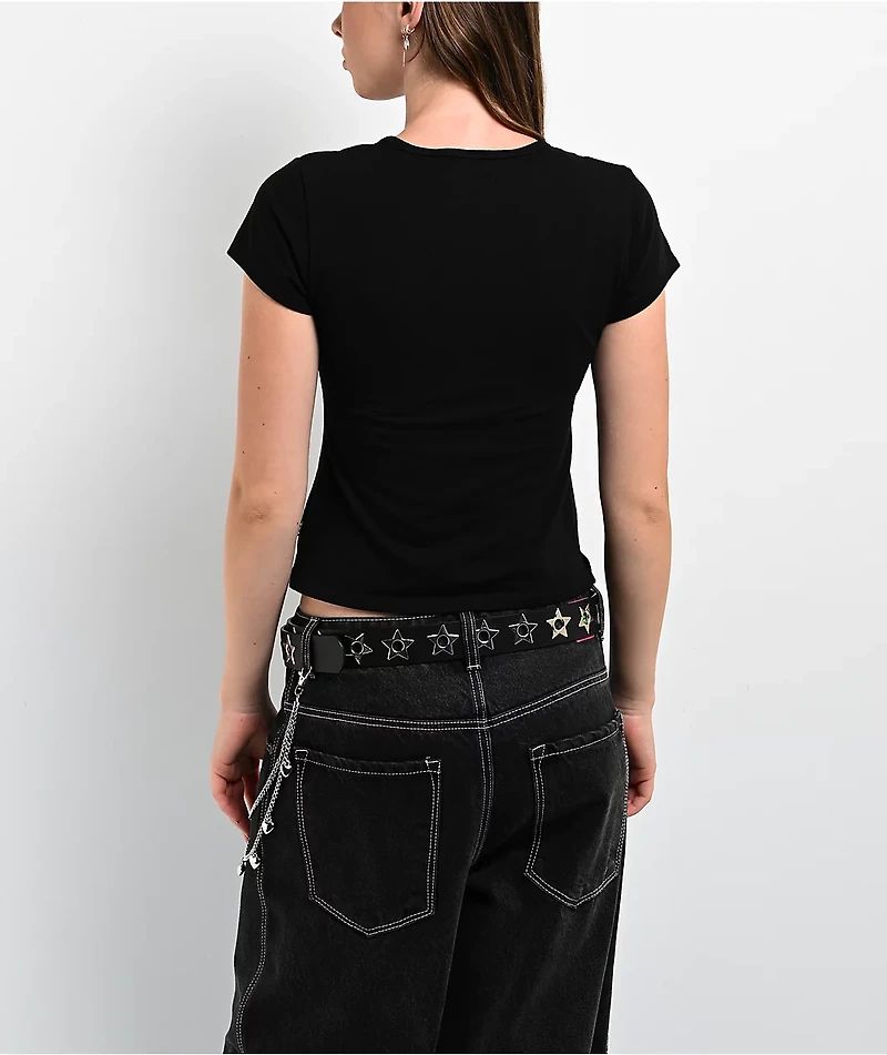 Punx N Kisses x Gloomy Bear Doomed Black Crop T-Shirt