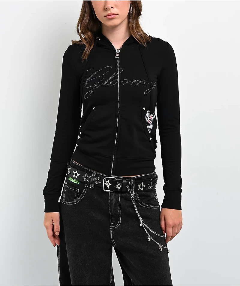 Punx N Kisses x Gloomy Bear Gloomy Studded Black Zip Up Hoodie