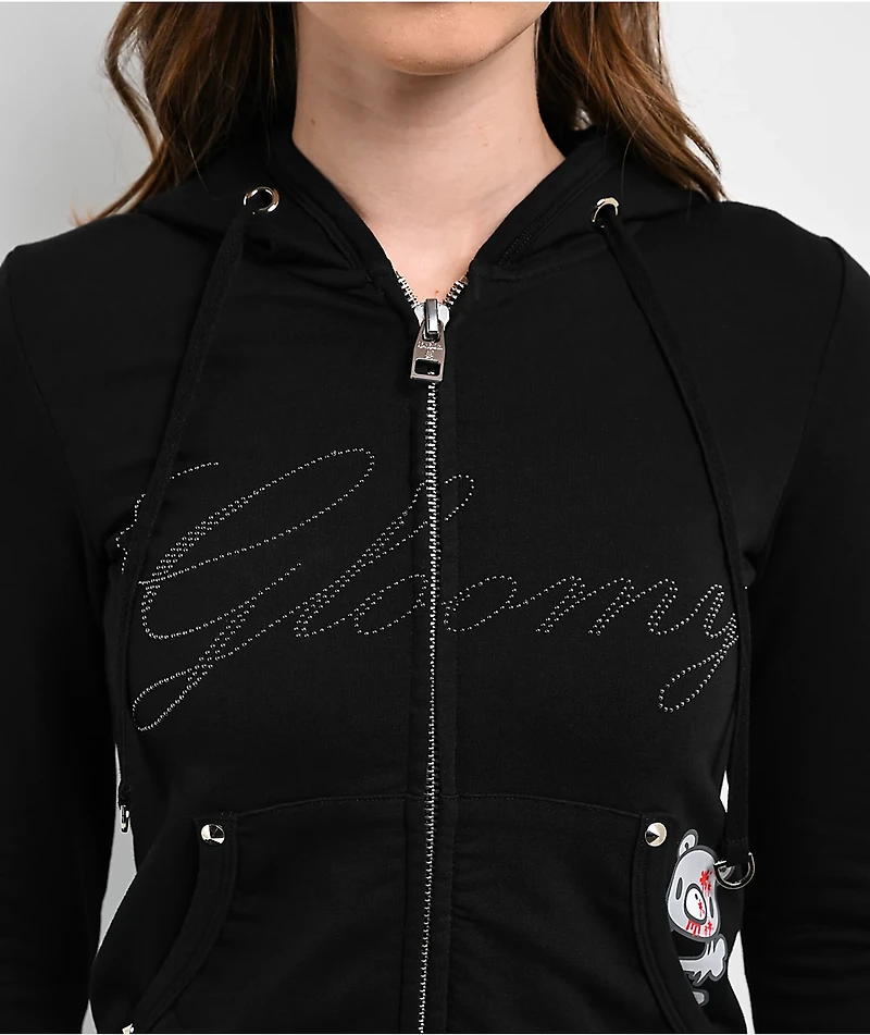 Punx N Kisses x Gloomy Bear Gloomy Studded Black Zip Up Hoodie
