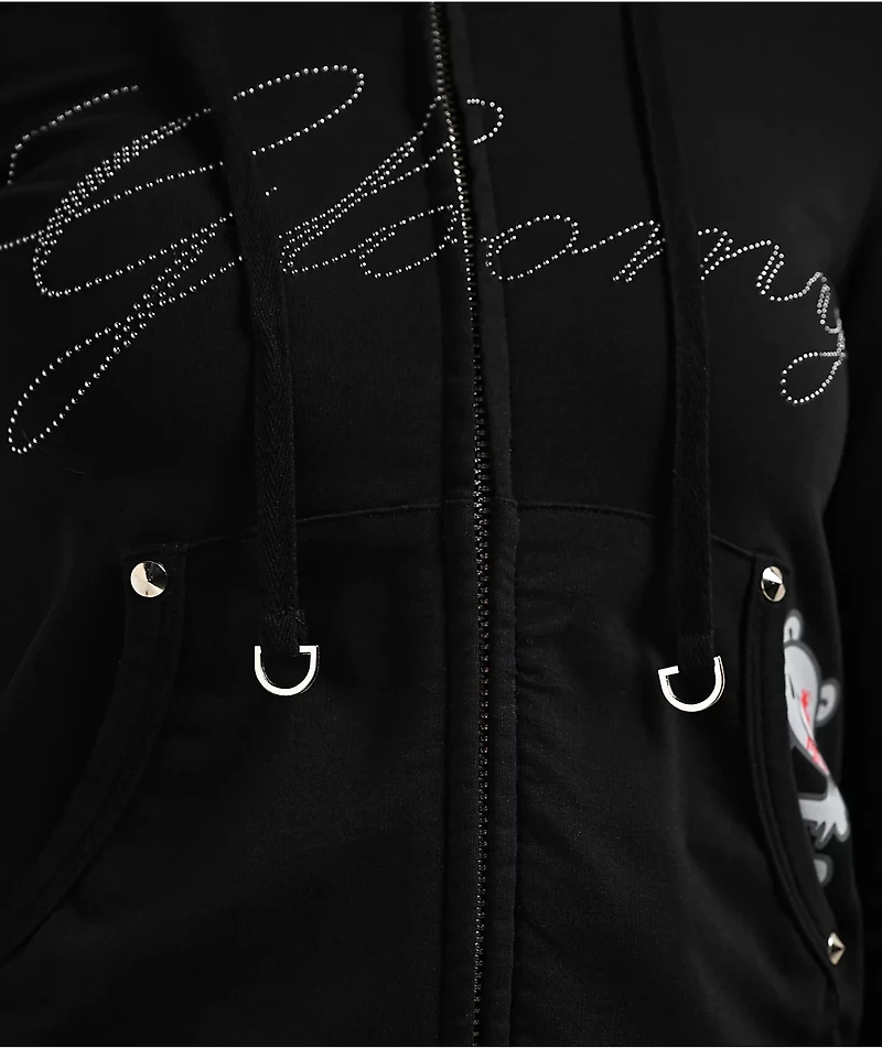 Punx N Kisses x Gloomy Bear Gloomy Studded Black Zip Up Hoodie