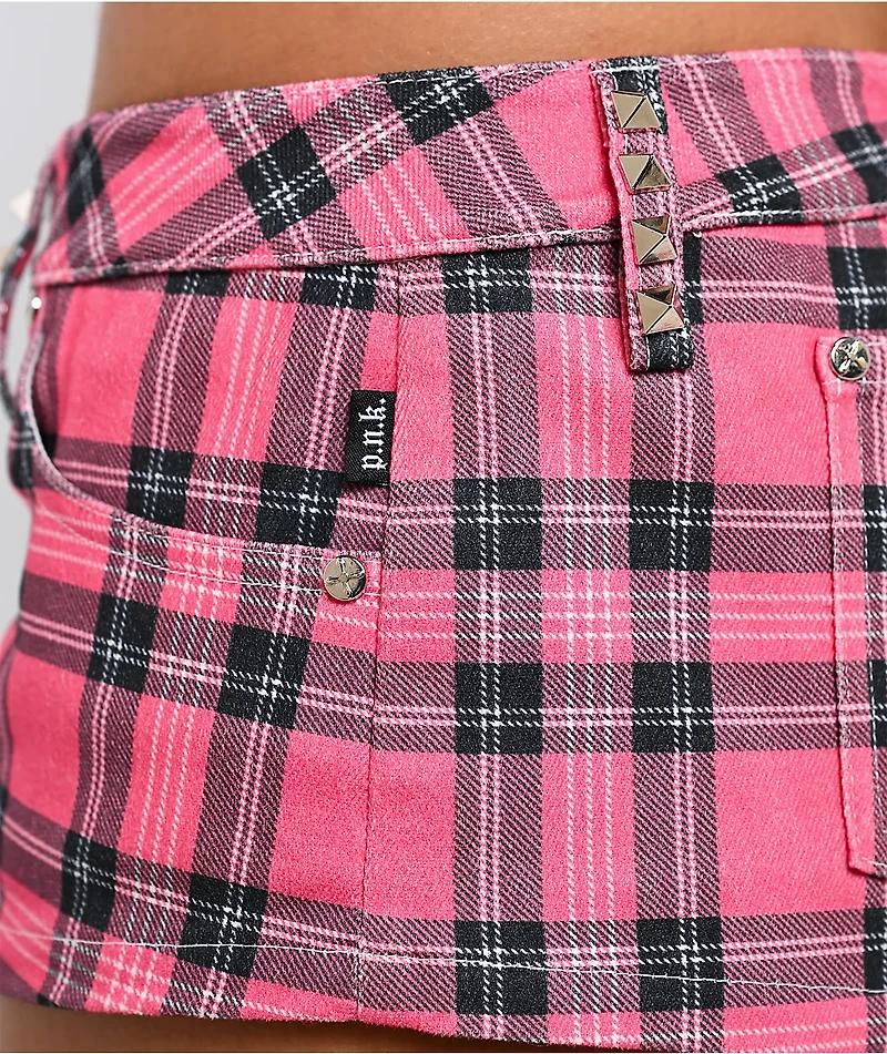 Punx N Kisses x Gloomy Bear Valerie Pink Plaid Shorts