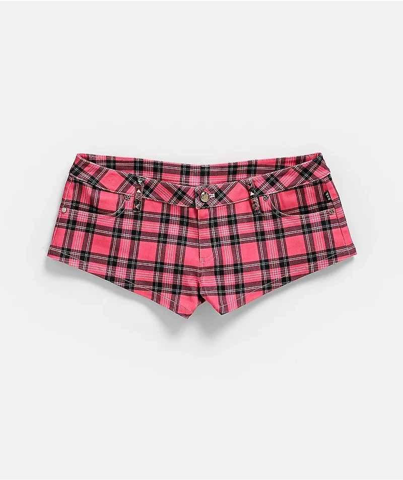 Punx N Kisses x Gloomy Bear Valerie Pink Plaid Shorts