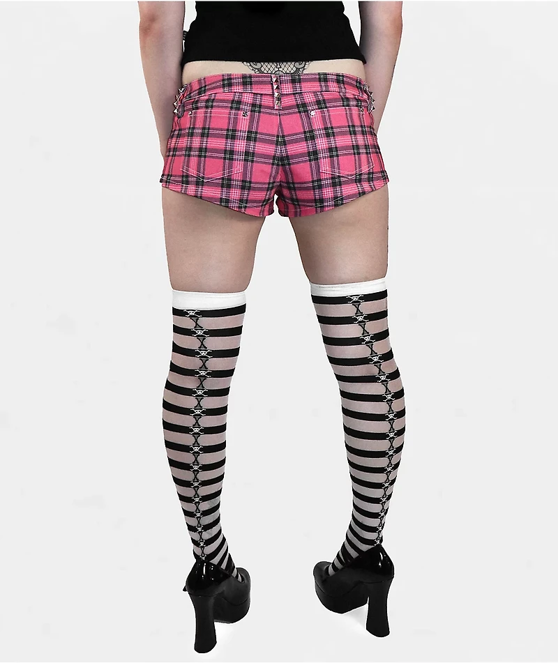Punx N Kisses x Gloomy Bear Valerie Pink Plaid Shorts