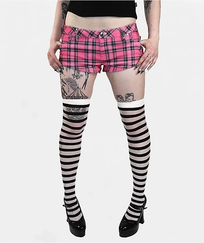 Punx N Kisses x Gloomy Bear Valerie Pink Plaid Shorts