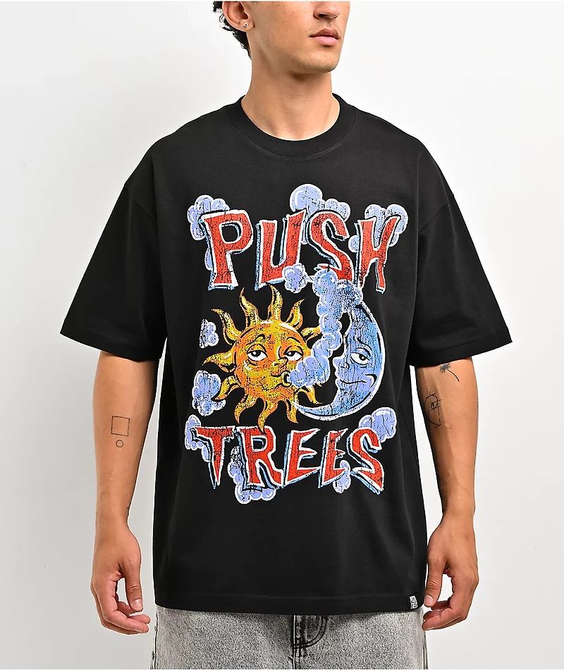 Push Trees Day & Night Black T-Shirt